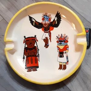 Vintage Native American Indian Ashtray Ceramic Kokopelli Southwest Country